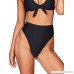 Saodimallsu Women High Waisted Two Piece Bikini Set Halter Push Up Cheeky High Cut Rib Swimsuits Black B07P11X6N9